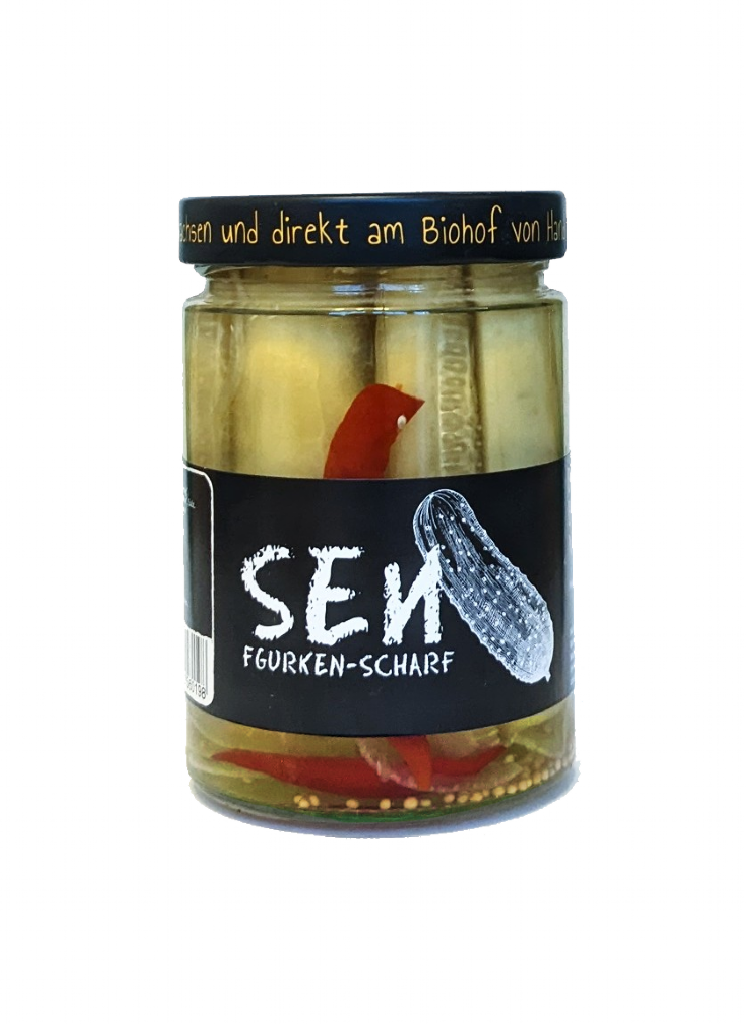 Bio-Senfgurken-Glas scharf